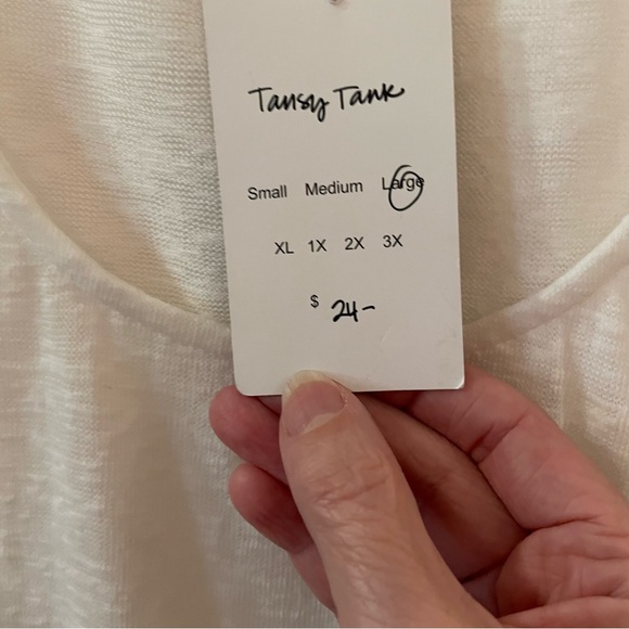 NWT Easel Tansy Tank layering tunic large sleeveless white with gray ruffles - Picture 3 of 8